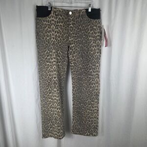 Haute Mama Maternity Elastic Waist Pull On Pants Animal Print Womens Size L